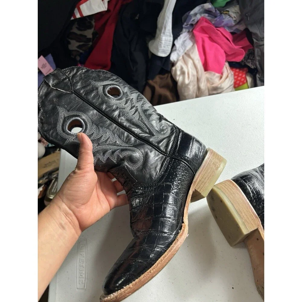 Potrero Boots Men's Coco Belly Black Square Toe Boots SZ 8.5